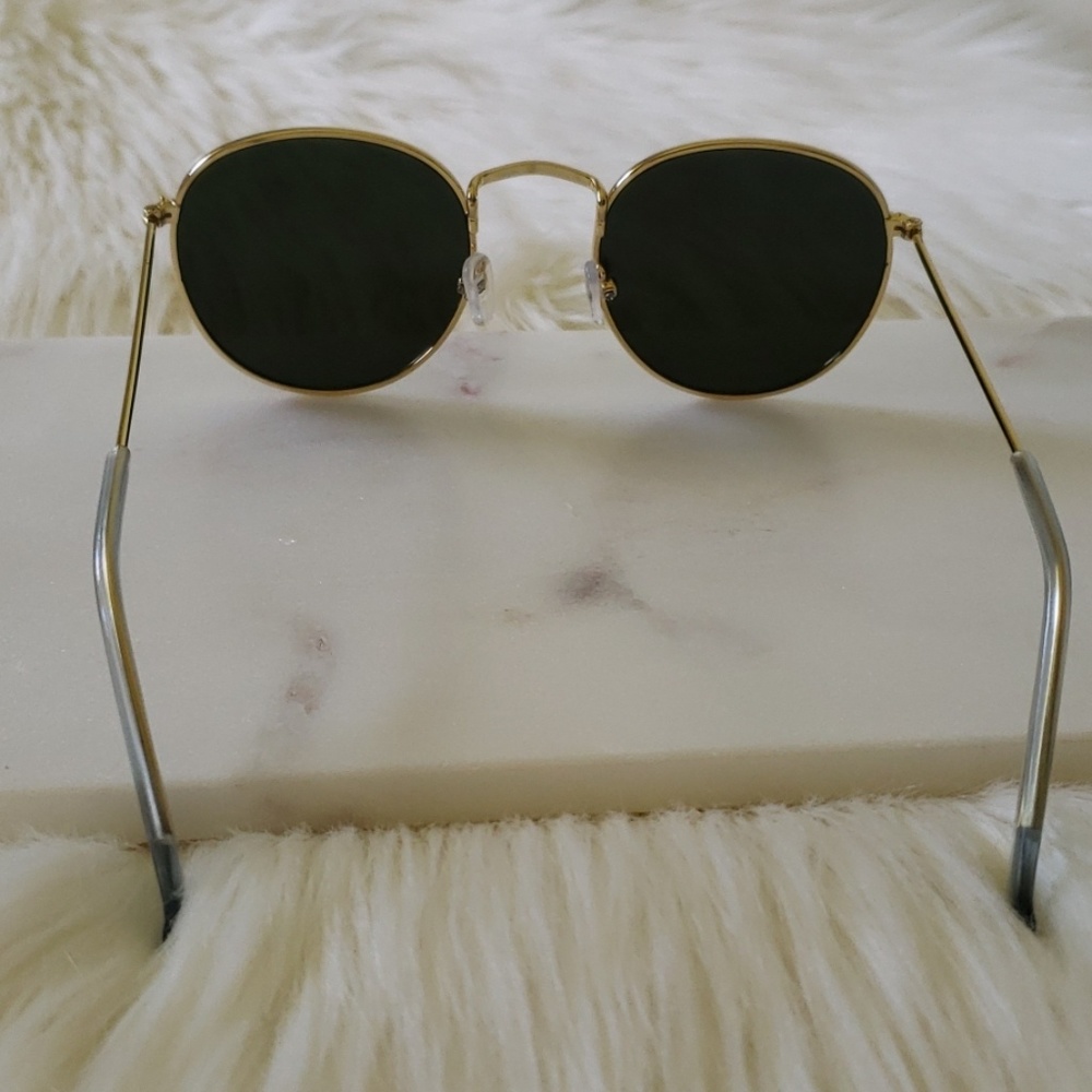 Round Rose Gold Mirrored Metal Frame Sunglasses - Picture 7 of 8